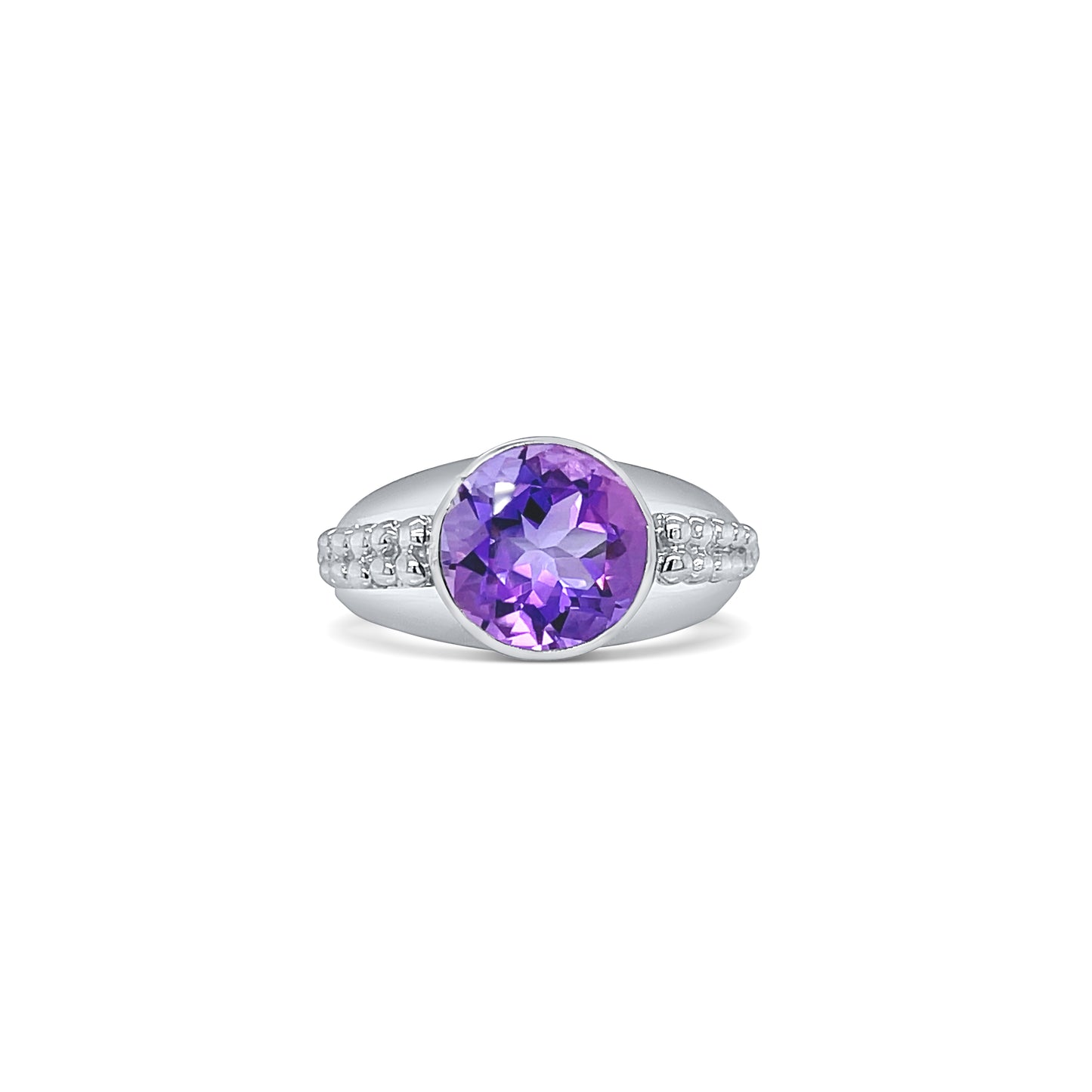Amethyst Round Birthstone Gold Ring