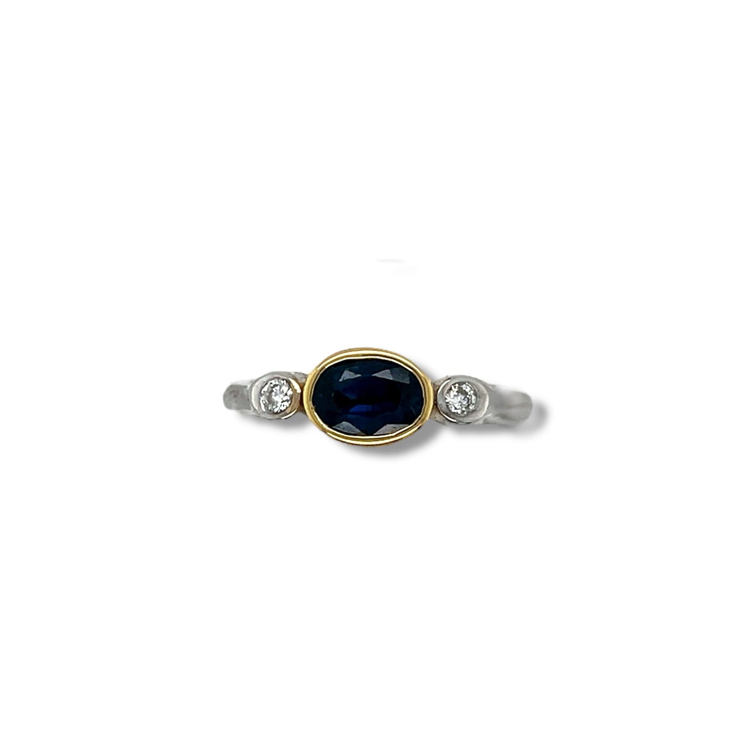 Blue Sapphire Oval Cut Birthstone Gold Ring