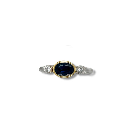 Blue Sapphire Oval Cut Birthstone Gold Ring