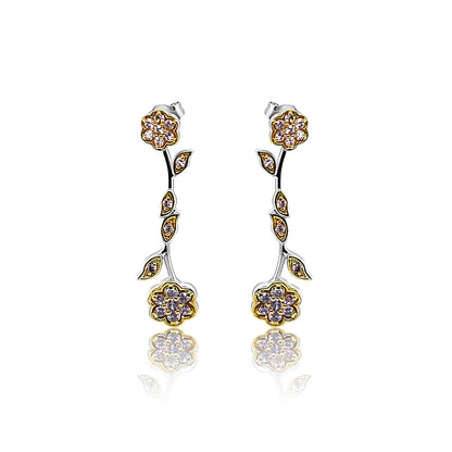 DROP GOLD EARRING ROSE SHAPE