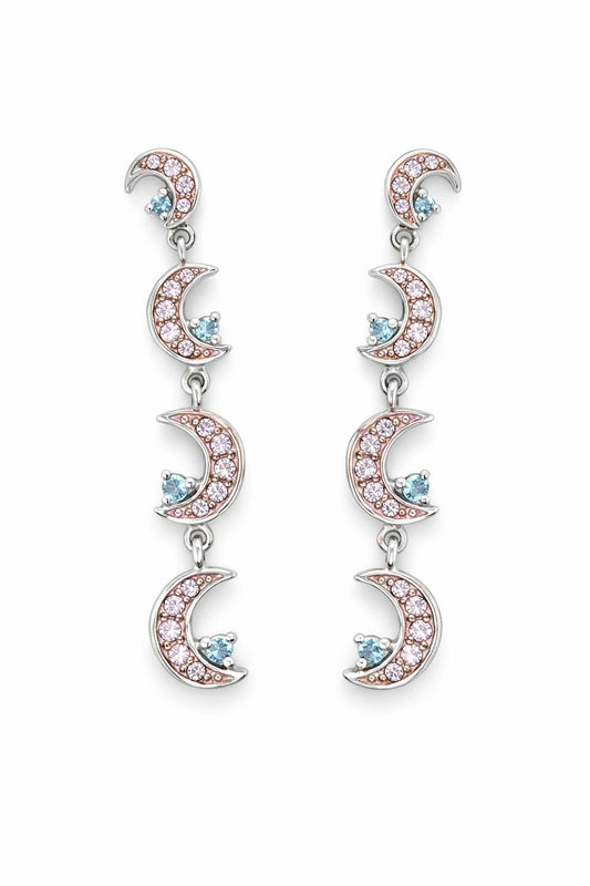 Moon Long Drop Gold Earring