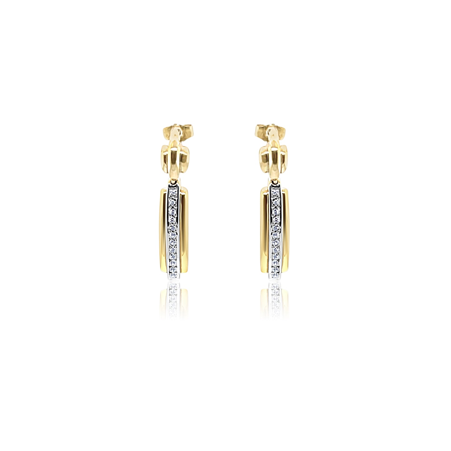 TWO TONES GOLD DROP EARRING