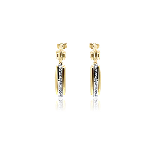 TWO TONES GOLD DROP EARRING