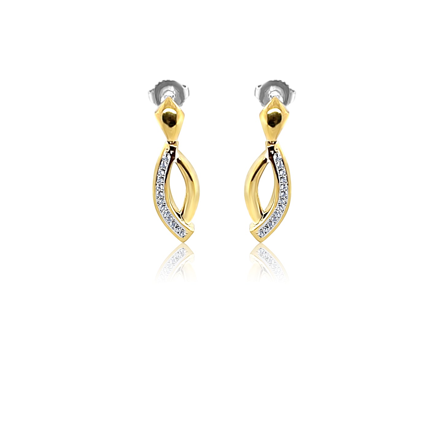 TWO TONES GOLD DROP EARRING