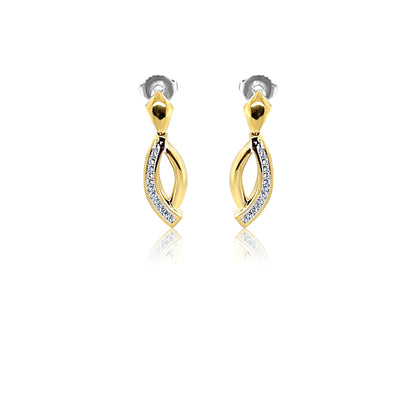 TWO TONES GOLD DROP EARRING