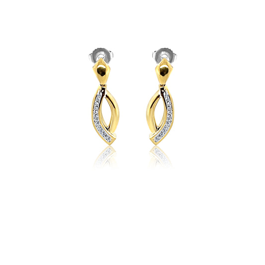 TWO TONES GOLD DROP EARRING