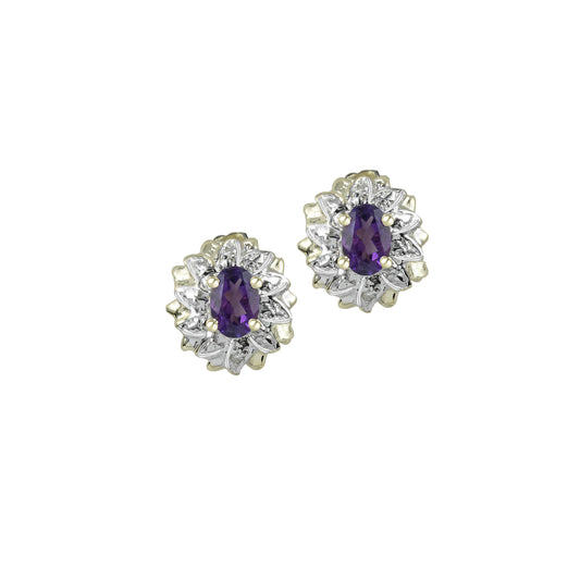 14K AMETHYS STUD GOLD  EARRING