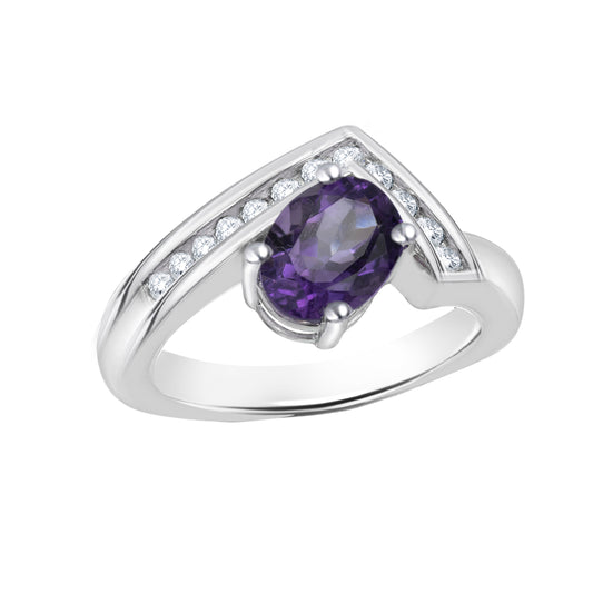Amethyst Oval Cut Birthstone Gold Ring
