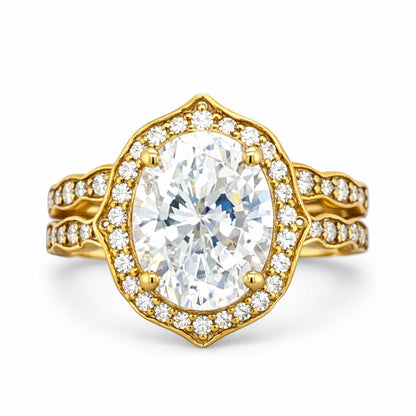Luxuru White Topaz Engagement Gold Ring