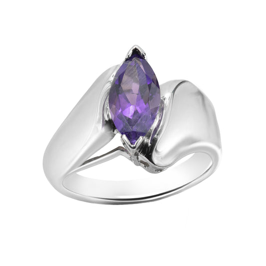 Amethyst Marquise Cut Birthstone Gold Ring