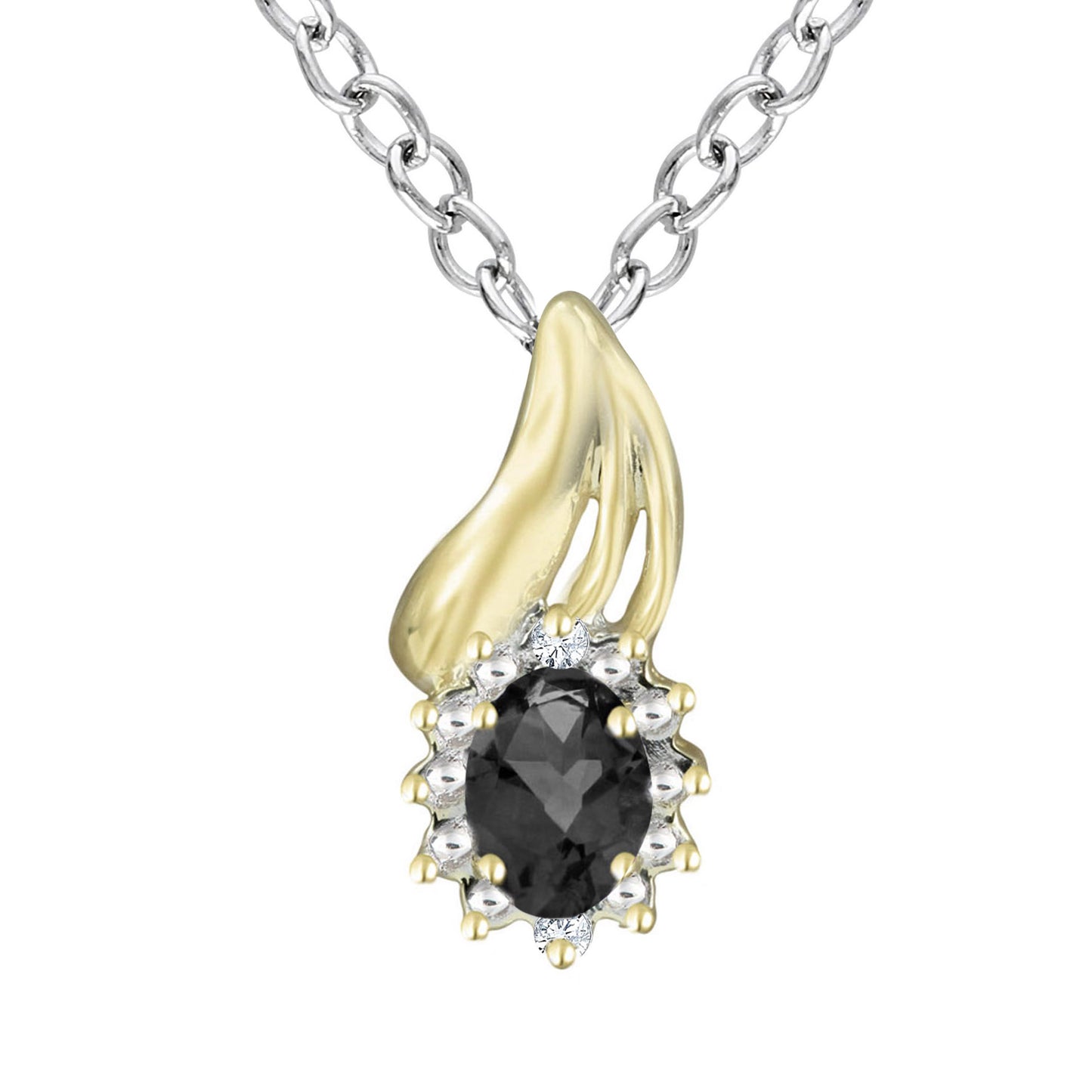 Oval Black Diamond Gold Pendant