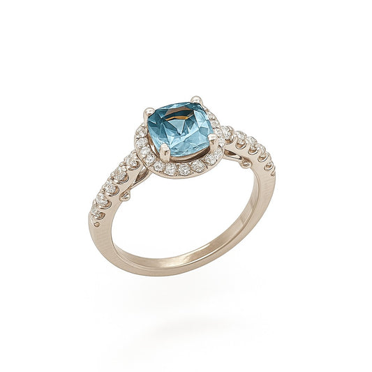 Blue Cascade of Stars Halo Ring