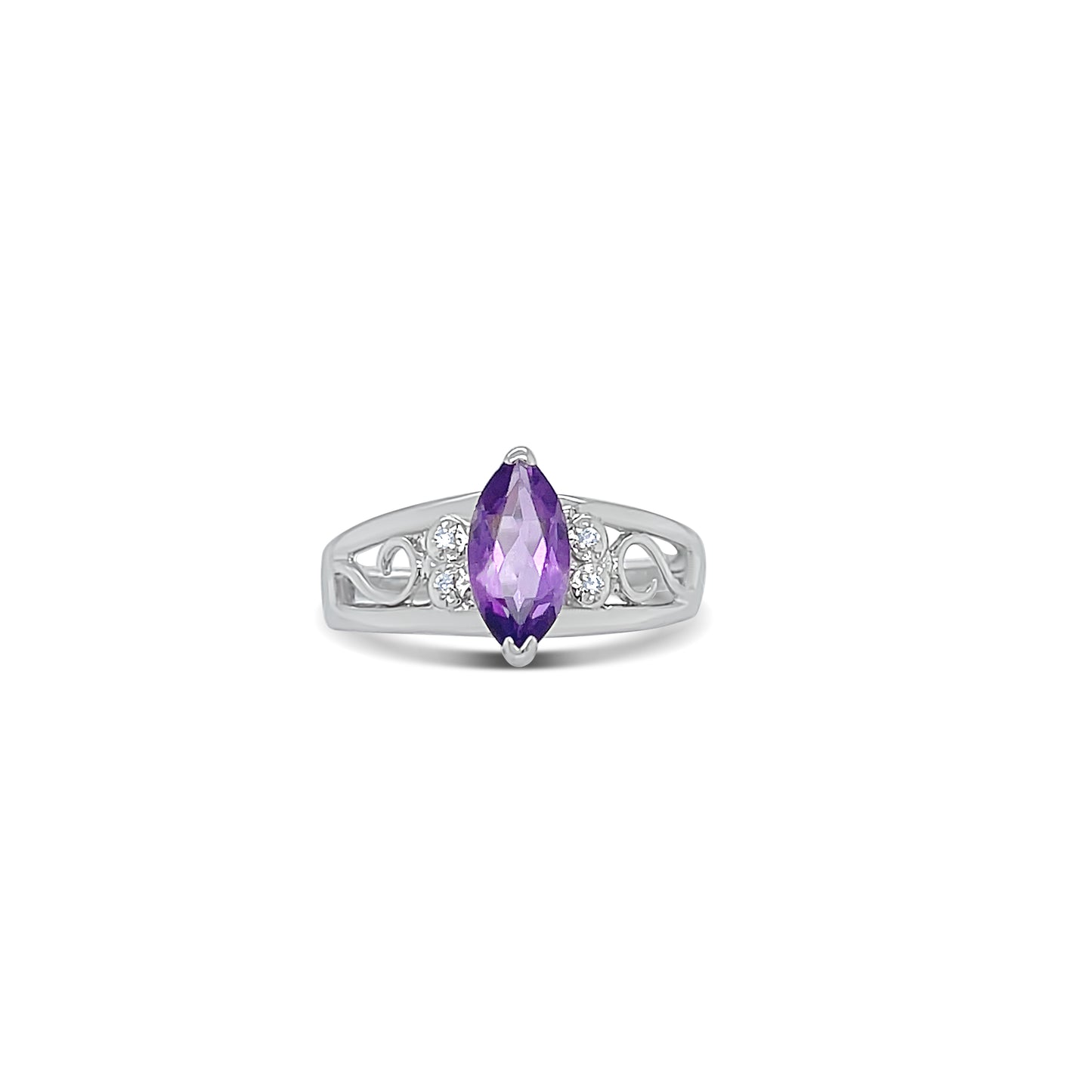 Amethyst Marquise Cut Birthstone Gold Ring