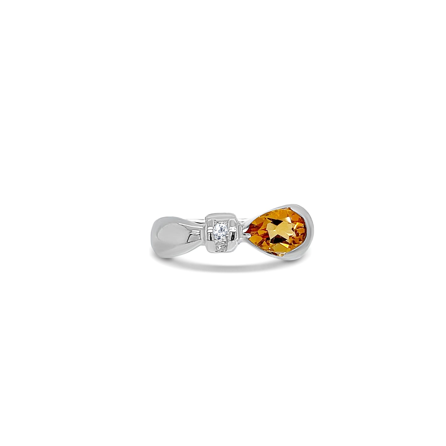 Citrine Pearl Cut Birthstone Gold Ring