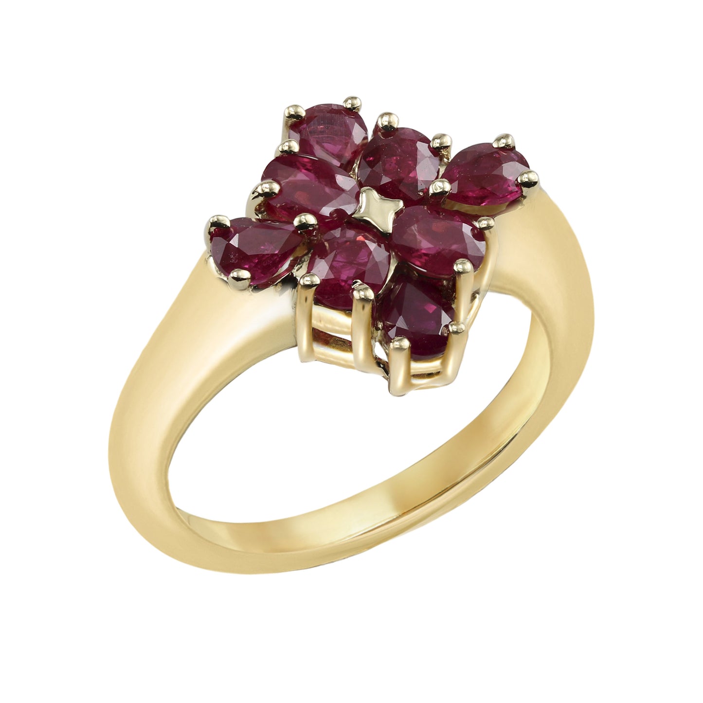 Ruby Rose-Shaped Gold Ring