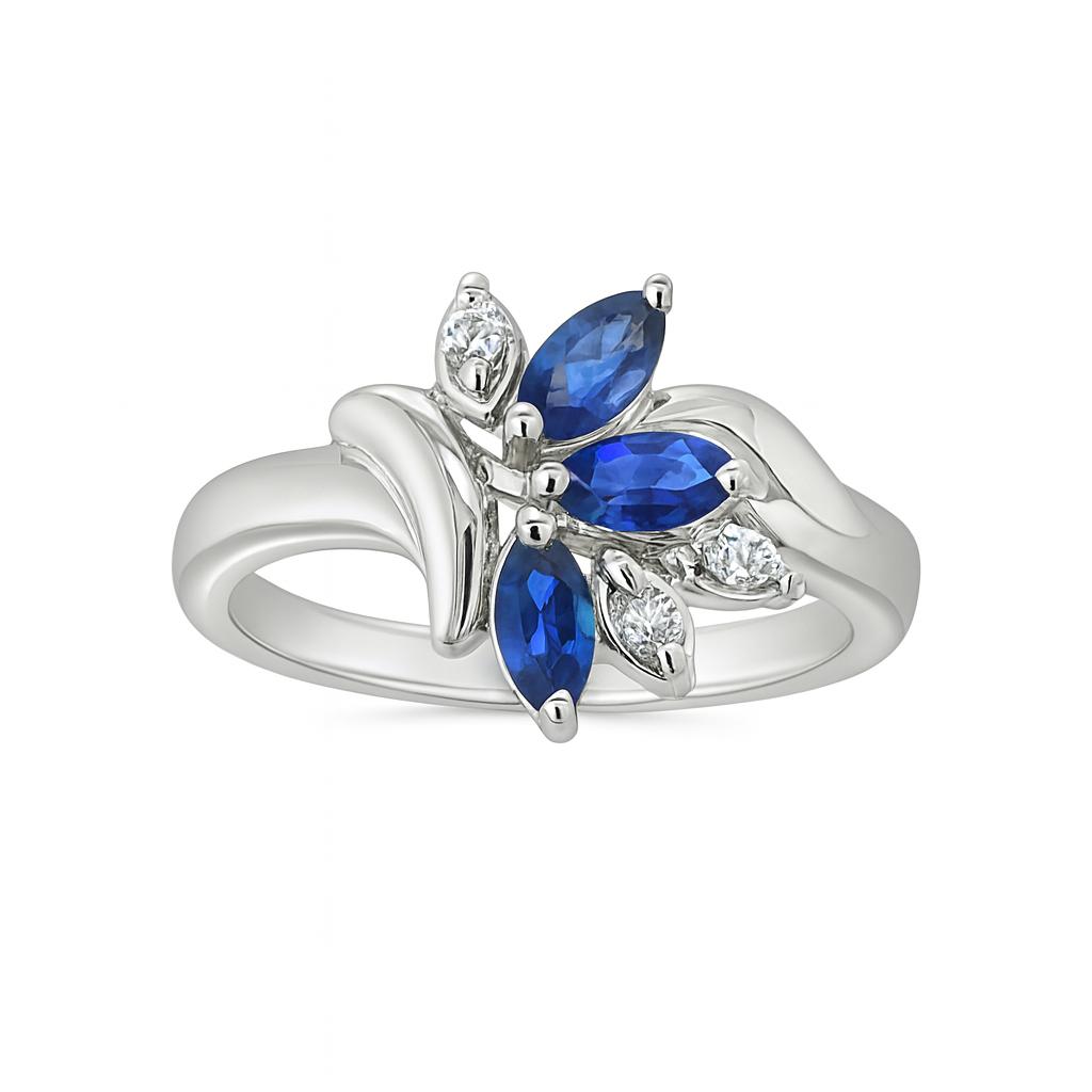 Blue Sapphire Marquise Cut Birthstone Ring