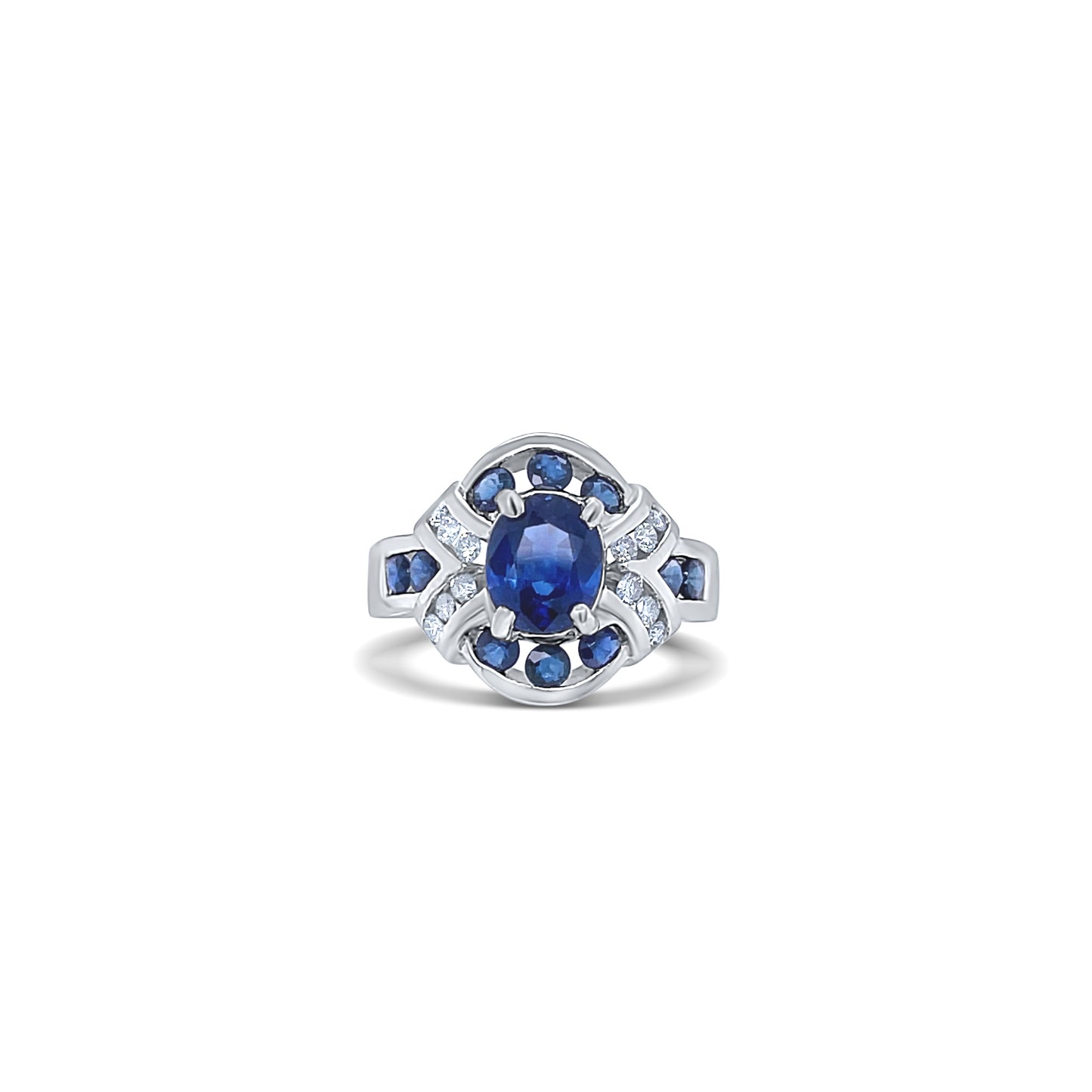 Oval Cut Blue Sapphire Birthstone Ring