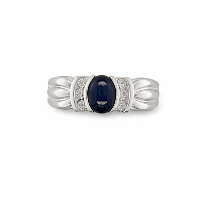 Blue Sapphire Oval Cut Birthstone Gold Ring