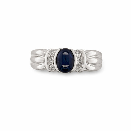 Blue Sapphire Oval Cut Birthstone Gold Ring