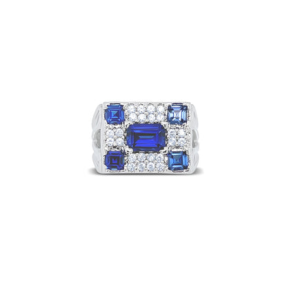 Blue Sapphire Geometric Birtstone Ring