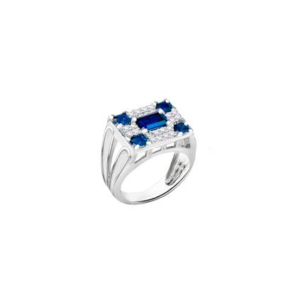 Blue Sapphire Geometric Birtstone Ring
