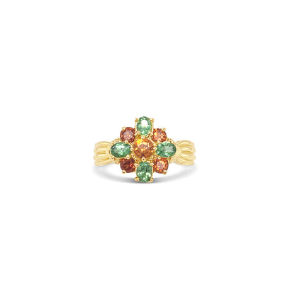 Tsavorite and Spessartite Garnet Gold Ring