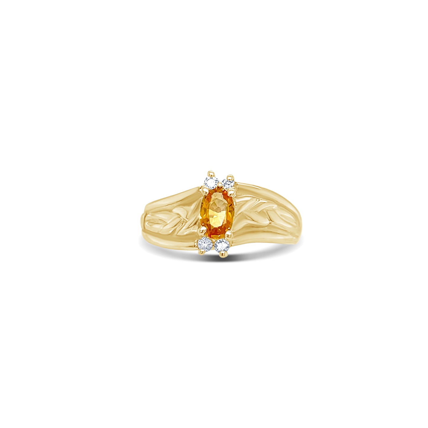 Oval Citrine and Diamond Gold Ring