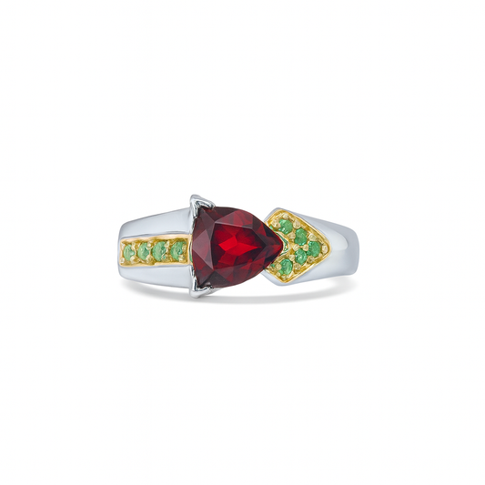 Garnet Pear-Cut Birthstone Gold Ring