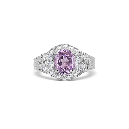Pink Sapphire Oval-Cut White Gold Ring