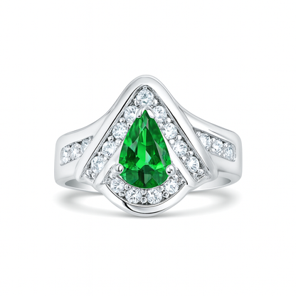 Tsavorite Pear-Cut Birthstone Ring