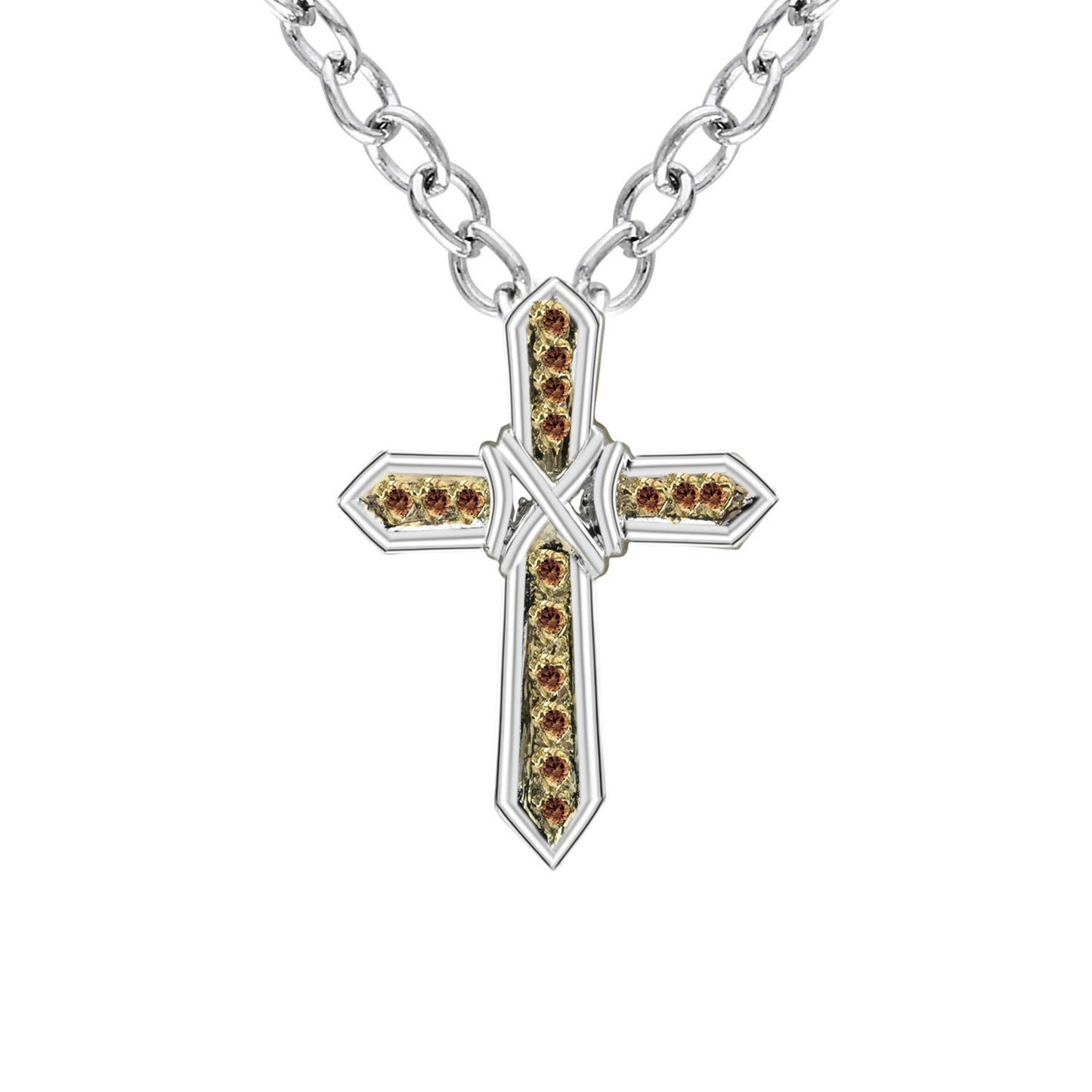 Golden Ember Diamond Cross Pendant