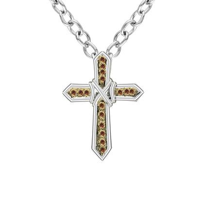 Golden Ember Diamond Cross Pendant