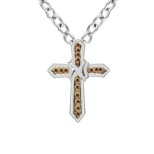 Golden Ember Diamond Cross Pendant