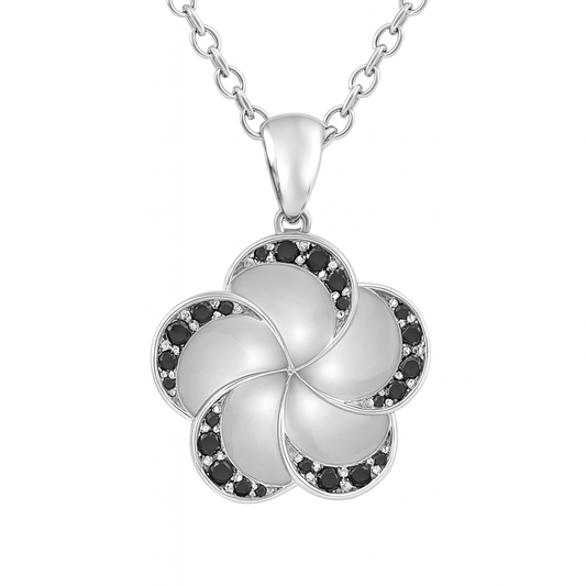 Flower-Style Round-Cut Gemstones Gold Pendant