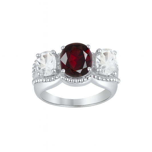 Three-Stone White Gold Ring