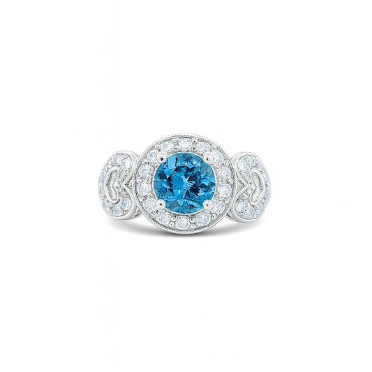 Blue Topaz Round-Cut Gold Ring