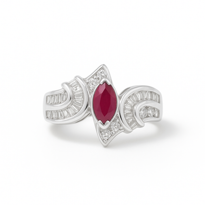 Ruby Marquise-Cut Birthstone Gold Ring