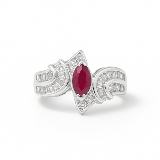Ruby Marquise-Cut Birthstone Gold Ring