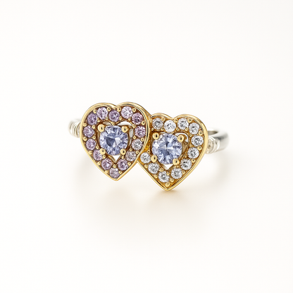 Heart-Cut Two Tone (White and Yellow Gold)