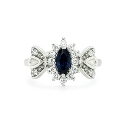 Blue Marquise-Cut Sapphire Birthstone Gold Ring