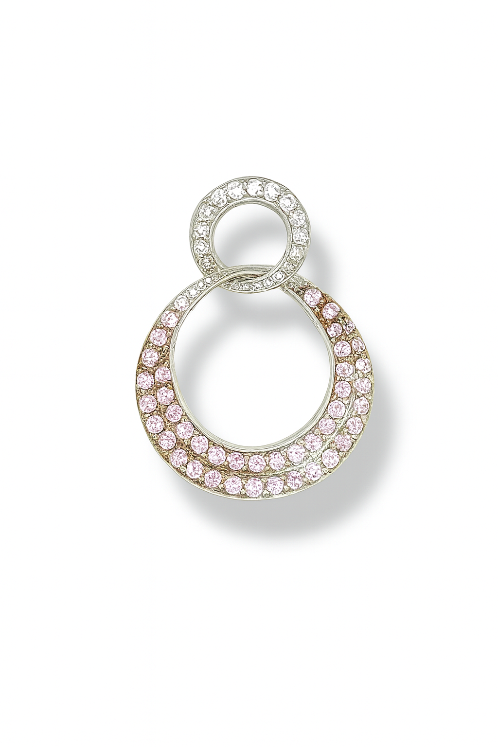 Modern Double-Circle Round-Cut Gemstones Gold Pendant