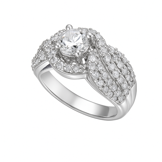 Round Brilliant-Cut White Gold Ring