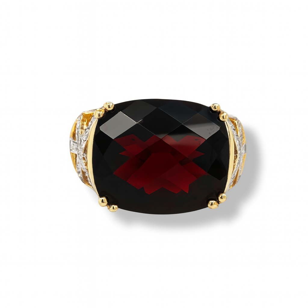 Garnet Cushion-Cut Birthstone Gold Ring