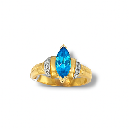 Blue Topaz Marquise-Cut Yellow Gold Ring
