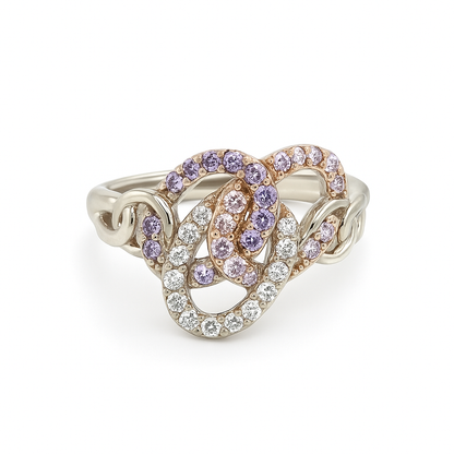 Multicolor Round-Cut White Gold Ring