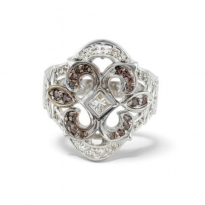 Vintage-Style Round-Cut Gemstones White Gold Ring