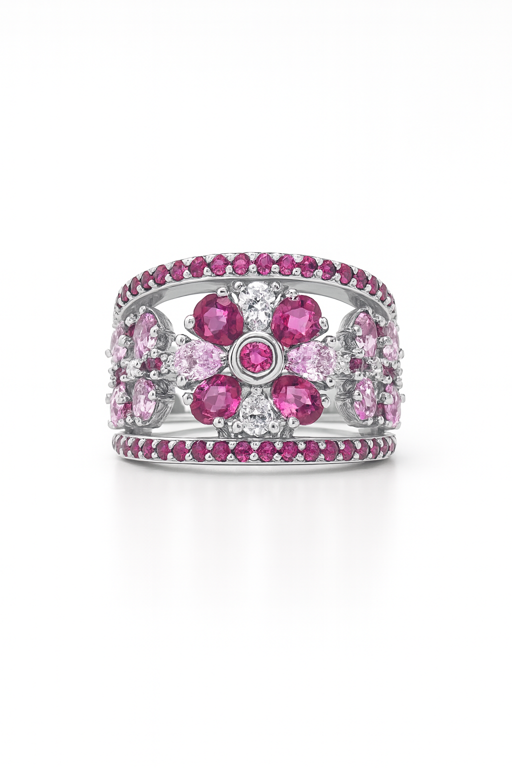 Pink Orchid Empress White Gold Ring