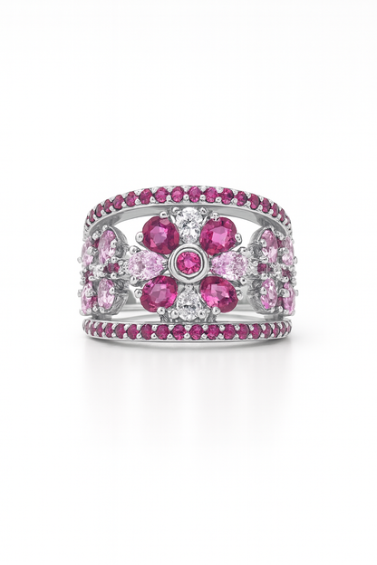Pink Orchid Empress White Gold Ring