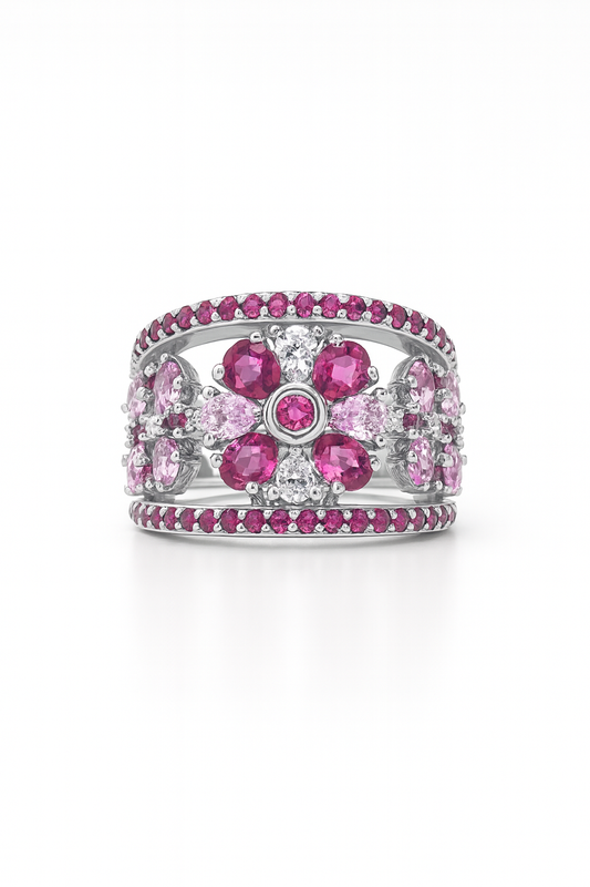 Pink Orchid Empress White Gold Ring