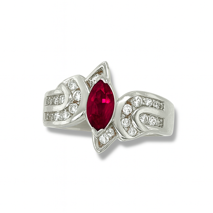 Ruby Marquise-Cut Birthstone Gold Ring
